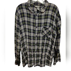 Savile Row Mens Plaid Flannel Button Down - Medium